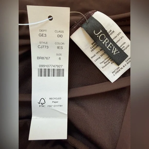 NWT J. Crew Button-trim scoopback one-piece swimsuit - size 6 and 8 - brown - Picture 9 of 12